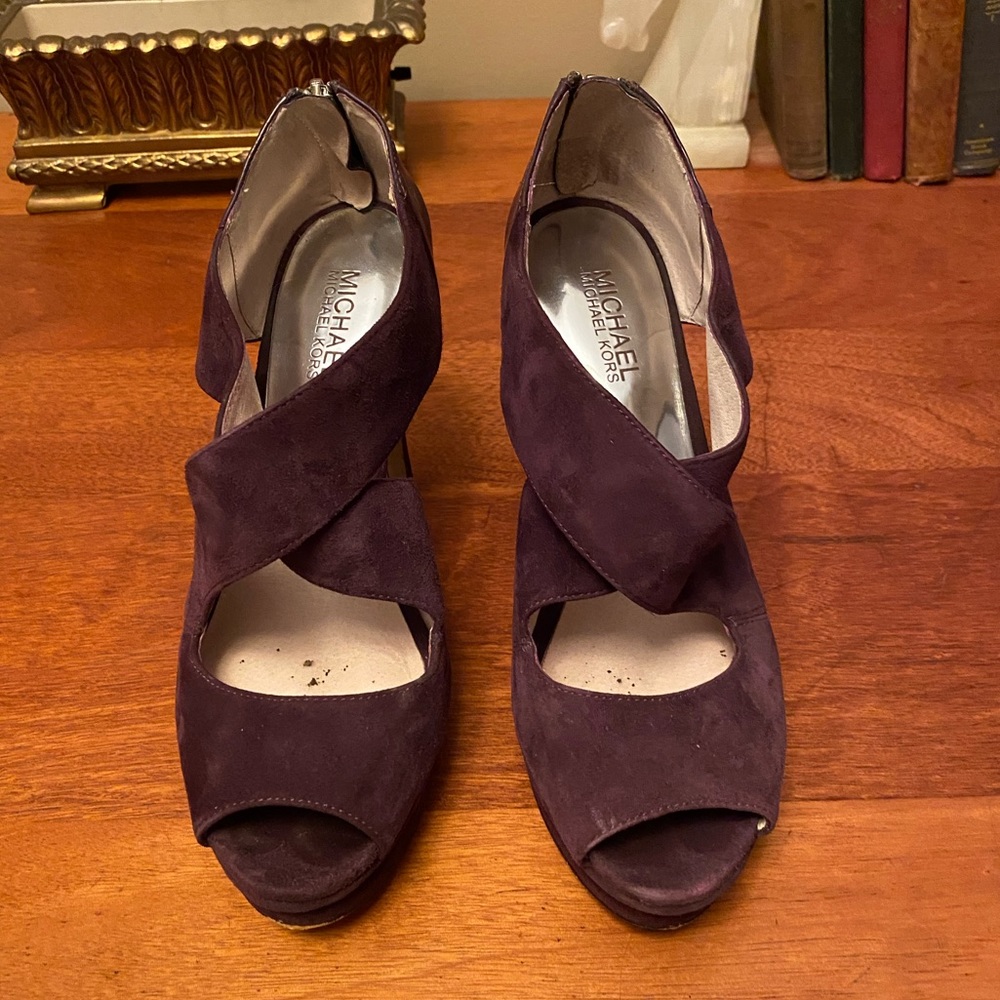 Michael Kors Purple Suede Cross Strap Heels